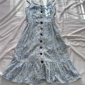 Blue Floral Button-Front Sundress